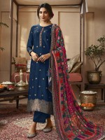 Royal Blue Dola Jacquard Silk Designer Salwar Kameez